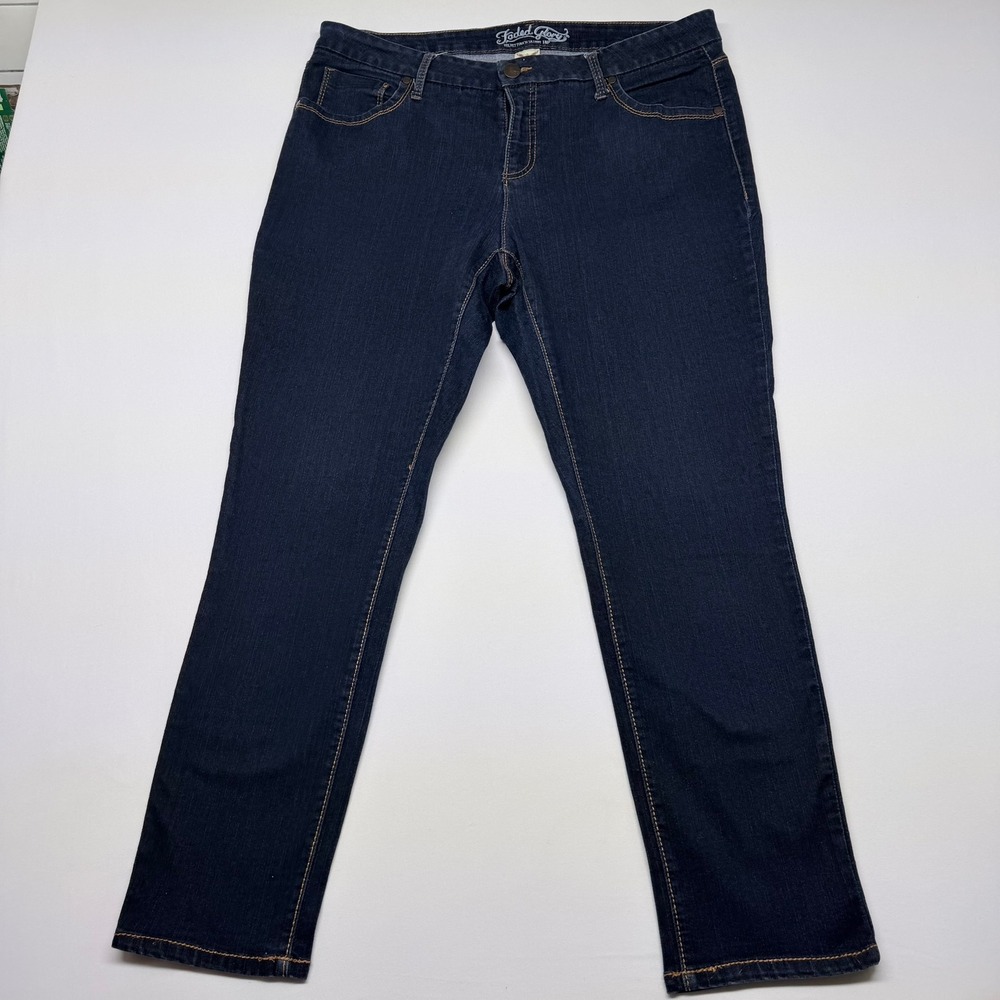 Faded Glory Velvet Touch Skinny Jeans Dark Wash Blue Petite 18P Stretch Denim